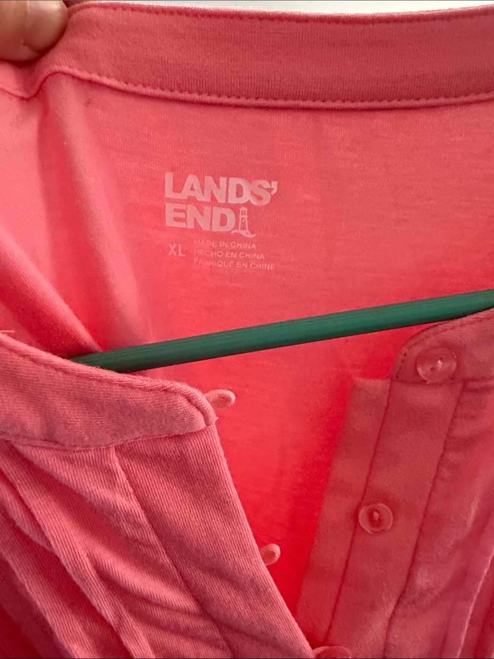 Lands' End pink/Coral Pintuck Button-Front Blouse. XL. nwot - Picture 4 of 7